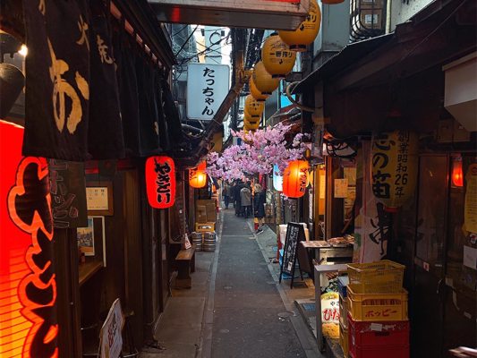 Vue de Omoide Yokochô au printemps